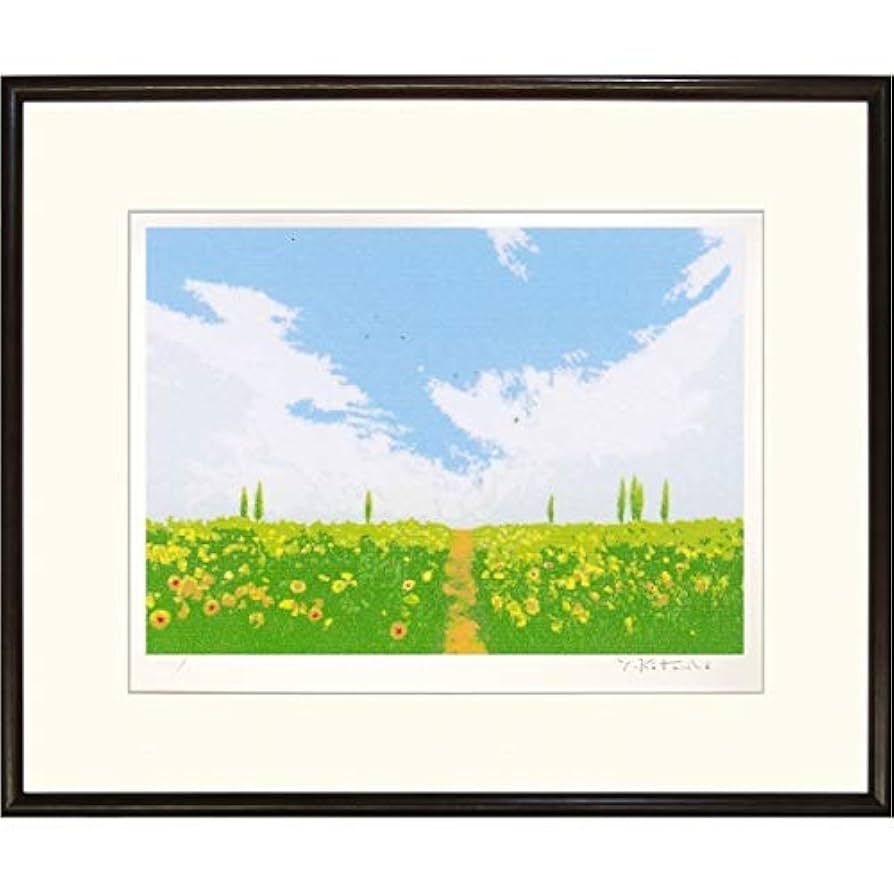☆吉岡浩太郎☆ 「桜咲く」シルクスクリーン　八ツサイズ　新品！ 吉岡浩太郎がシルクスクリーンの版画で制作したコスモスの花の絵